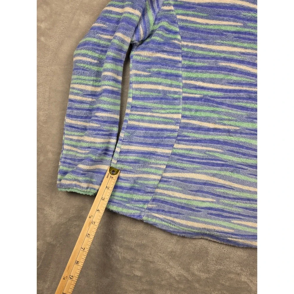 The North Face Fleece Jacket Youth Girls XL Blue Green Striped Full Zip Outdoor